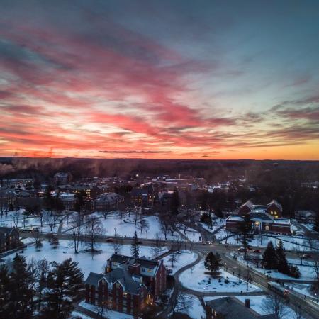 UNH Campus Aerial Sunset 